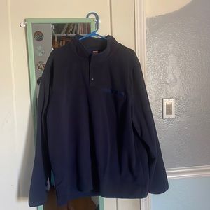 blue quarter button sweatshirt